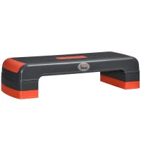 Step Fitness per Aerobica Regolabile su 3 Altezze 10-15-20 cm in Plastica, Nero e Rosso