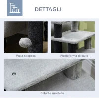 Scaletta per Cani con Gradino Rimovibile, Pallina e Area Interna, in Truciolato, 60x40x66 cm, Grigio