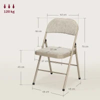 Set di 6 Sedie Pieghevoli Moderne in Acciaio e Poliestere, 45x46x78 cm, Beige