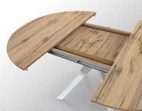PAZZO DESIGN Tavolo Allungabile con Gambe Incrociate rotondo, Made in Italy, Basamento bianco, Rovere rustico