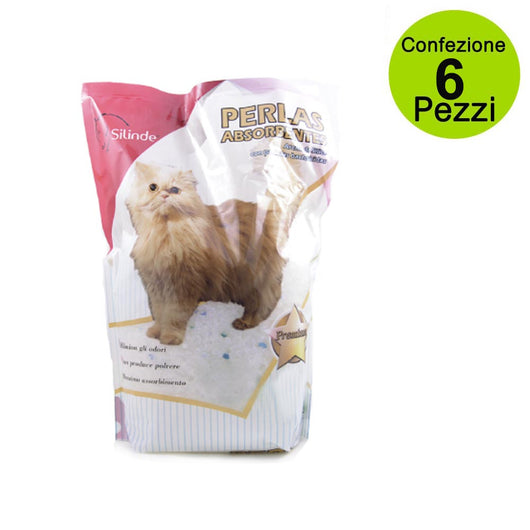 Multipack da 6 pz silinde lettiera per gatti sabbia silicio 5 litri naturale 100% premium