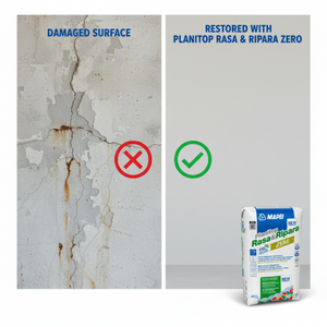 Malta cementizia tissotropica fibrorinforzata planitop rasa ripara r2 zero 5 kg pezzi 6