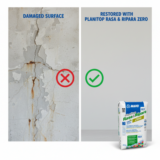 Malta cementizia tissotropica fibrorinforzata planitop rasa ripara r2 zero 5 kg pezzi 6