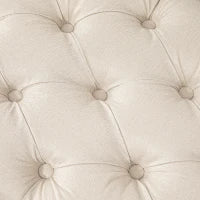 Panca Fondoletto Imbottita con Seduta Trapuntata a Bottoni in Tessuto e Legno, 120x41x48cm, Crema