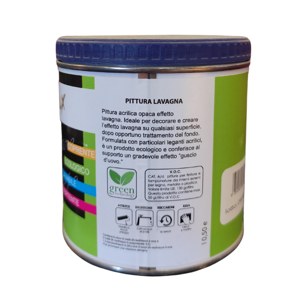 Smalto ecologico effetto lavagna colore nero finitura opaca formato 0.5l ecolux