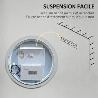 kleankin Specchio Rotondoda Bagno Ø 60 cm a Muro con Illuminazione LED, 3 Colori, Interruttore Tattile, 29W, Bianco e Argento