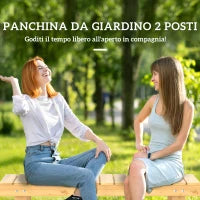Panchina da Esterni Impermeabile 2 Posti in Legno di Abete 110x38x35cm