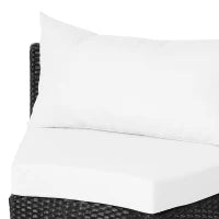 Divano da Esterno in Rattan, Set 5 Pezzi con Pouf, Salottino per il Giardino Nero e Bianco 96cmx 68cmx 65cm