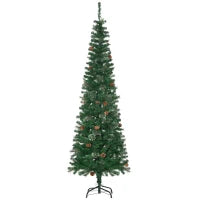Albero di Natale Alto 195cm Realistico con Pigne Decorative e 556 Rami, Verde