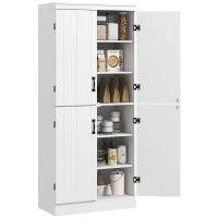 Credenza Cucina Alta con Armadietti e 4 porte 6 mensole di archiviazione, stile moderno, 76 x 40 x 177cm, bianco| Aosom Italy