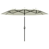 Ombrellone da Giardino Doppio Inclinabile con Apertura a Manovella, 285x147x227cm, Beige