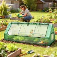 Serra Piccola con 2 Finestrelle Laterali e Finestra Centrale, in Acciaio, PE e PP, 240x90x90 cm, Verde