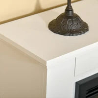 Camino Elettrico Effetto Fiamma Realistico con Cornice in Legno Bianco, Timer e Telecomando, 1000W e 2000W, 98x27.5x80cm
