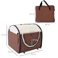 Trasportino Gabbia da Trasporto per Cani Gatti e Animali Domestici Pieghevole, 61x46x51cm, Caffè
