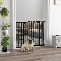 Cancelletto per Cani Estensibile con 4 Viti Regolabili, in Metallo e Plastica, 74-100x78 cm, Nero