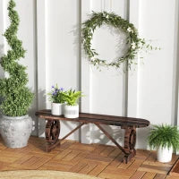 Panchina da Giardino con Gambe a Ruota di Carro e Seduta a Doghe, 120x29x39cm, Marrone