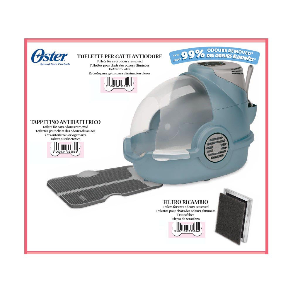 Lettiera per gatti antiodore toilette con filtro e paletta oster