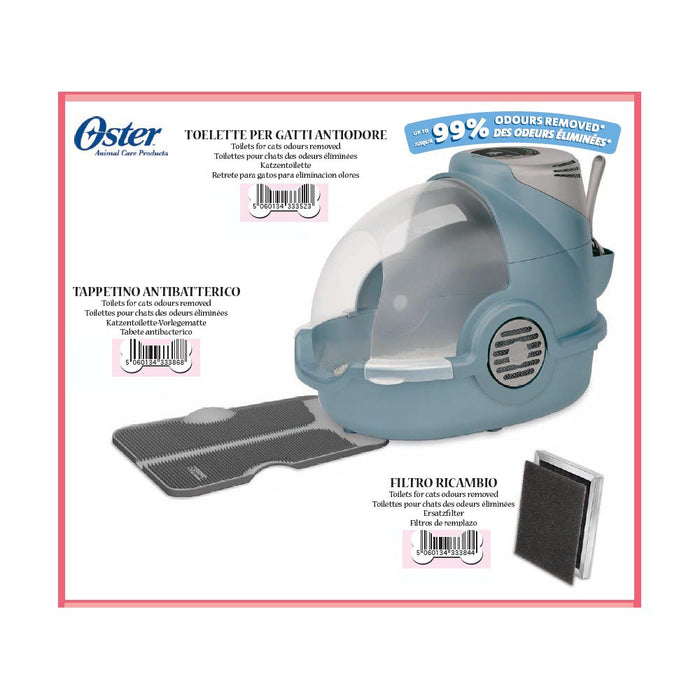 Lettiera per gatti antiodore toilette con filtro e paletta oster
