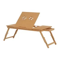 Tavolino da Letto per PC Pieghevole e Inclinabile con Cassetto, 72x35x22-30, Colore Legno