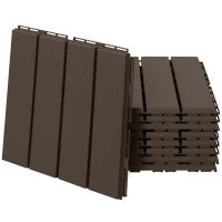 Set 9 Mattonelle a Incastro per Terrazzo, Piastrelle per pavimenti (30x30x2cm) in PP Antiscivolo, Area: 0.81 mq Marrone
