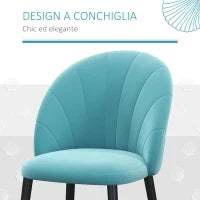 Set 2 Sedie da Salotto e Sala da Pranzo Imbottite, in Metallo e Tessuto Effetto Velluto Verde Chiaro, 52x54x79 cm