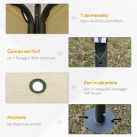 Gazebo da Giardino 3.5x3.5m in Metallo e Poliestere Beige con Doppio Tettuccio