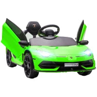 Macchina Elettrica per Bambini a 12V Licenza Lamborghini con Clacson e Telecomando, 107.5x63x42 cm, Verde