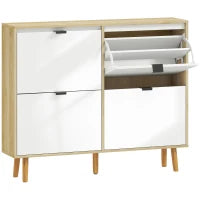 Scarpiera Slim Moderna con 4 Cassetti Ribaltabili per 20 Paia di Scarpe, 105x24x92.5 cm, Bianco
