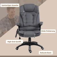 Poltrona da Ufficio con Funzione Massaggiante & Riscaldante, ergonomica, regolabile in altezza, Grigio scuro