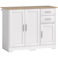 Credenza Moderna in Legno con 2 Cassetti e 2 Armadietti, 100x40x78 cm, Bianco e color Legno