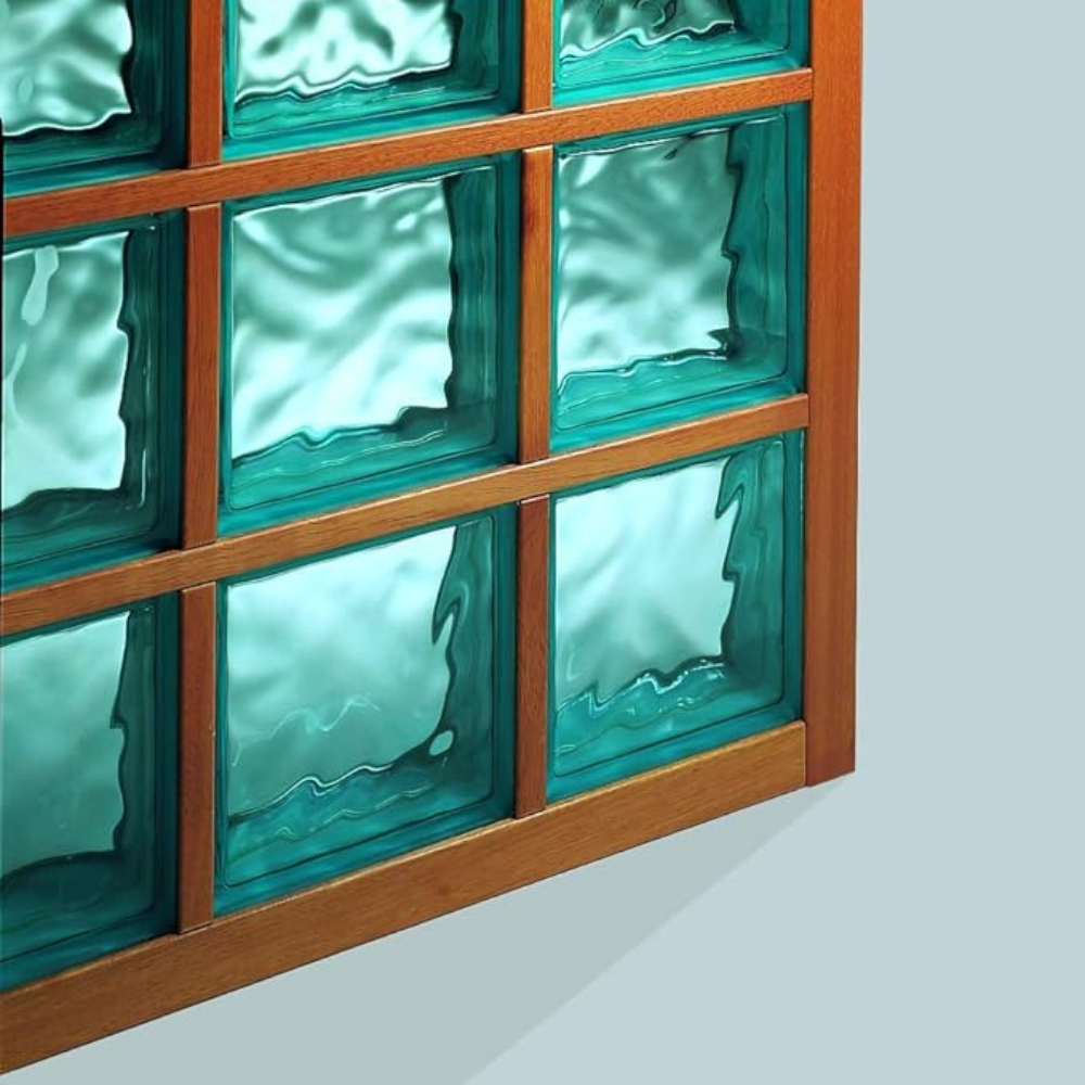 Vetromattone effetto ondulato diffusione luce modello pure 190 x 190 x 80 mm *** colore- turchese, confezione 1