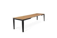 E-STYLO Tavolo allungabile con top rovere in melaminico e base in metallo nero, 90cm X 156/ 316cm H. 76cm.
