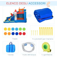 Gioco Gonfiabile per Bambini 3-8 Anni a tema Spazio con Borsa, 11 Paletti e Toppe Inclusi, 340x270x227 cm
