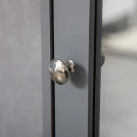 kleankin Armadio murale per il bagno con specchio, armadietto da toilette, con 1 porta e 2 ripiani, Vetro e Legno, grigio