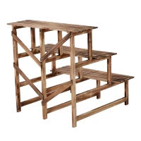Fioriera Portavasi a 3 Gradini in Legno di Abete in Grado di Supportare Fino a 80kg di Carico per Giardini, Terrazzi, Balconi e Appartamenti 80x80x78cm