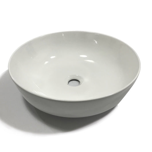 Lavabo da appoggio ceramica bianco tondo lavandino bagno 41,5x41,5x13,5 cm *** finitura- opaco, confezione 1