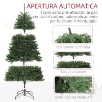Albero di Natale Artificiale da 195 cm con 1838 Rami con Base in Acciaio per Interni, Verde