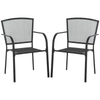 Set 2 Sedie da Giardino in Metallo, per Cortile, Patio e Terrazza, Nero