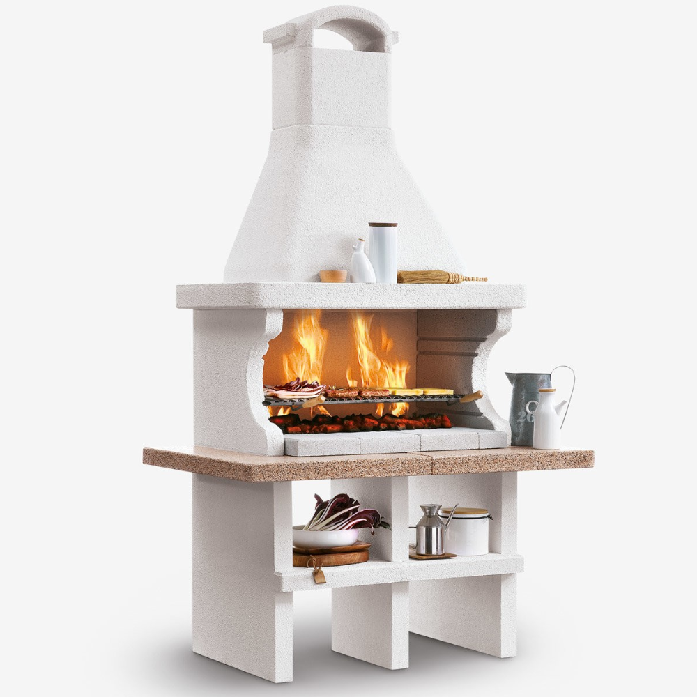 Barbecue in cemento pianosa rosso piano effetto granito maxi griglia refrattario