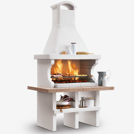 Barbecue in cemento pianosa rosso piano effetto granito maxi griglia refrattario