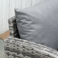 Set Mobili da Giardino in Rattan PE da 4 Pezzi, Salotto con Divano Angolare e Tavolino con Vetro, Cuscini Imbottiti e Sfoderabili, Grigio