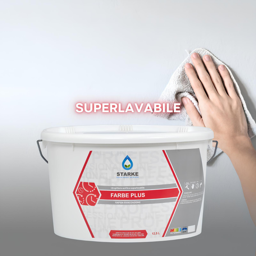 Farbe plus pittura murale acrilica superlavabile eccellente copertura opacità *** formato 12.5 lt, confezione 1