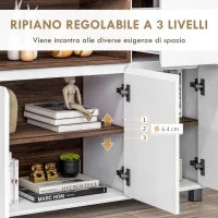 Credenza Moderna da Cucina in Legno con Armadietti, Cassetto e Vano Aperto, 105x39x83cm, Bianco