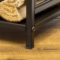 Potalegna per Camino in Acciaio e Antiruggine, Porta Legna per Interni ed Esterni con Design Elegante e 4 Attrezzi, 46x30x70 cm, Nero