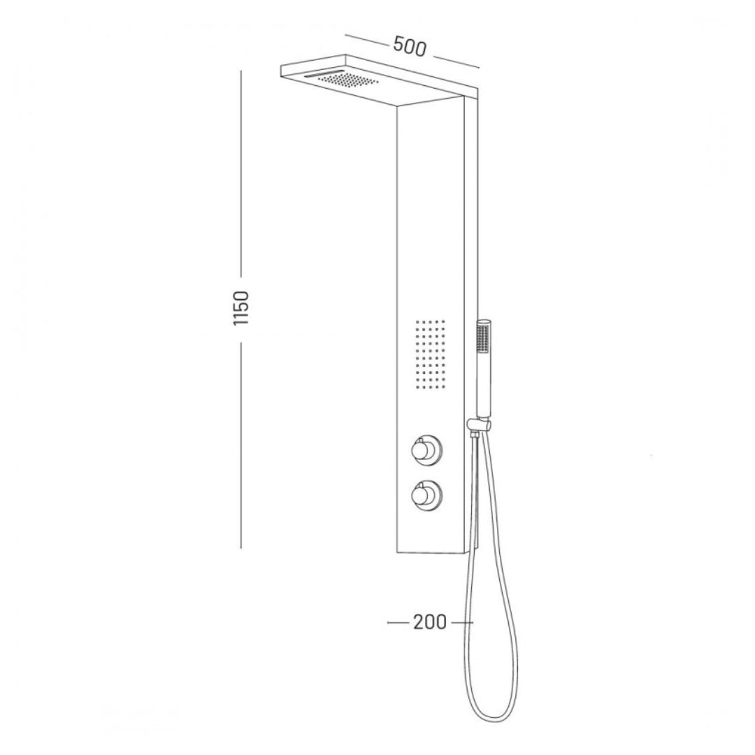 Colonna doccia attrezzata fresh in acciaio inox con cascata bagno h115xl20xp50 *** finitura- spazzolato, confezione 1