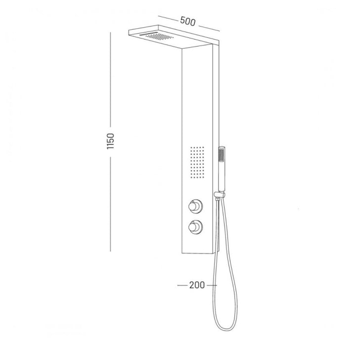 Colonna doccia attrezzata fresh in acciaio inox con cascata bagno h115xl20xp50 *** finitura- spazzolato, confezione 1