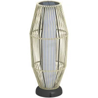 Lampada Solare da Giardino con Illuminazione LED, in PE, Rattan e Acciaio, Ø26x72 cm, Grigio