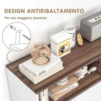 Credenza Moderna da Cucina in Legno con Armadietti, Cassetto e Vano Aperto, 105x39x83cm, Bianco