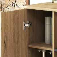 Mobile colonna bagno, armadio bagno con 6 scomparti aperti e 2 armadi, legno naturale