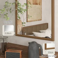Specchio da Parete ad Arco 110x65cm con Cornice in Legno per Camera e Ingresso, Marrone Scuro